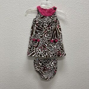 Carter’s Girls Size 24 Months Brown Pink Animal Cheetah Sleeveless 2pc
